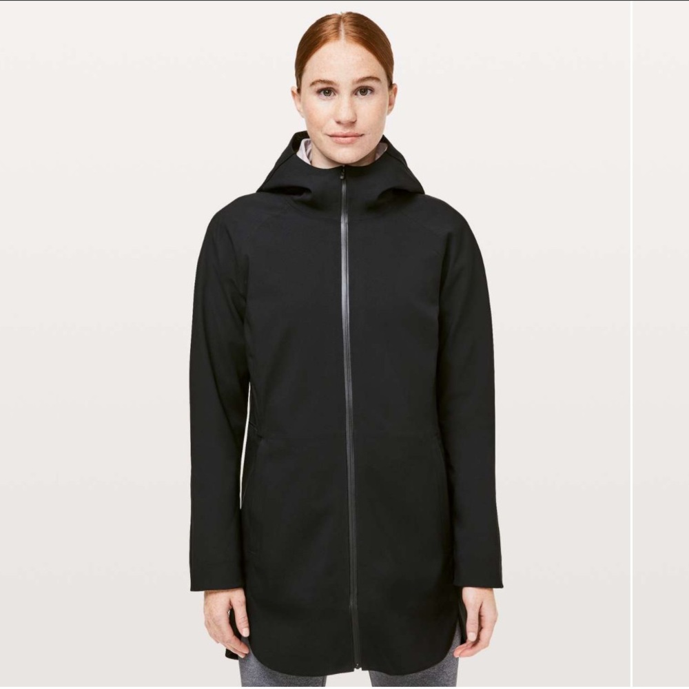 Lululemon Glyde Along Softshell LW4ARBS Black Hooded Waterproof Rain Coat Sz 6